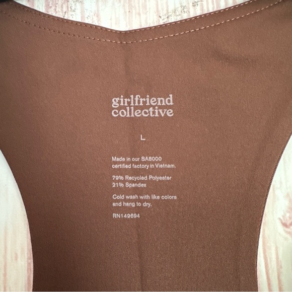 Girlfriend Collective Cafe Brown Paloma Racerback Sports Bra Style 1002 Sz L - Picture 7 of 13